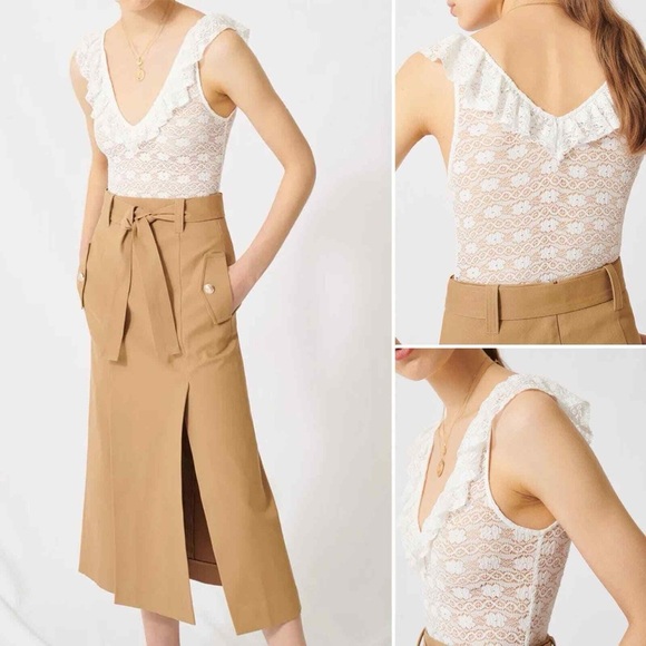 Maje Tops - Maje Lody Cream Lace Bodysuit Top